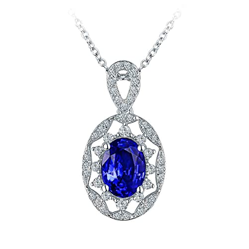 NZVCQVPU 18K Halskette Set 1CT Oval Form Tanzanit mit 0,27ct Diamond Anhänger Halskette für Frauen von NZVCQVPU