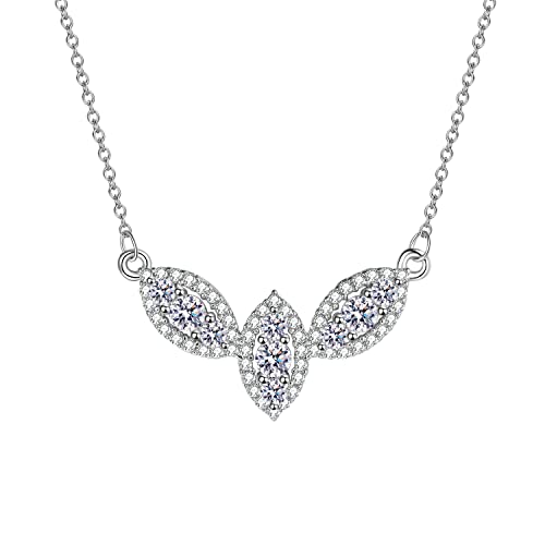NZVCQVPU 18K Pendant Necklaces for Women, Charm Choker Dainty Necklaces Shiny Hollow Leaves with Round Lab Diamond Chain Necklace for Women White von NZVCQVPU
