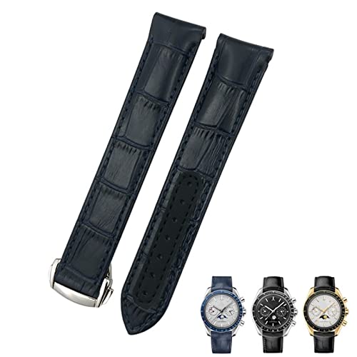 NZVCQVPU 19 mm 20 mm 21 mm gebogene Leder -Kuhspannungs -Uhr -Band für Omega 300 AT150 SxWatch Uhrengurt von NZVCQVPU