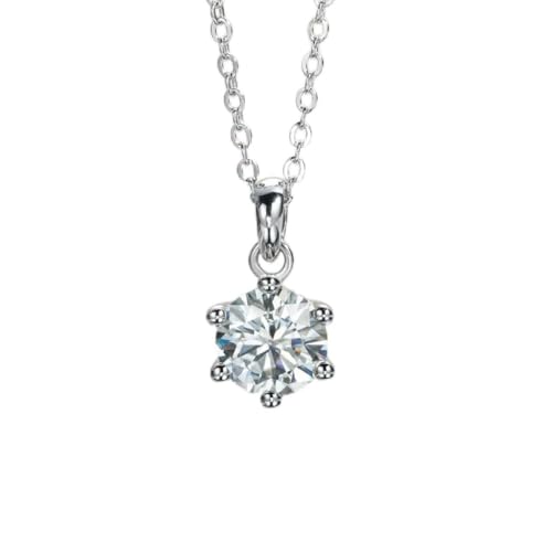NZVCQVPU 1CT D Farbe Moissanit Diamant Anhänger 925 Sterling Silber Halskette für Frauen Hochzeit von NZVCQVPU