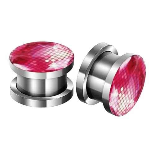 NZVCQVPU 2 Pcs Ear Gauges Stainless Steel 00g,10mm Ear Tunnels and Plugs Round with Cubic Zirconia Plugs and Tunnels for Ears von NZVCQVPU