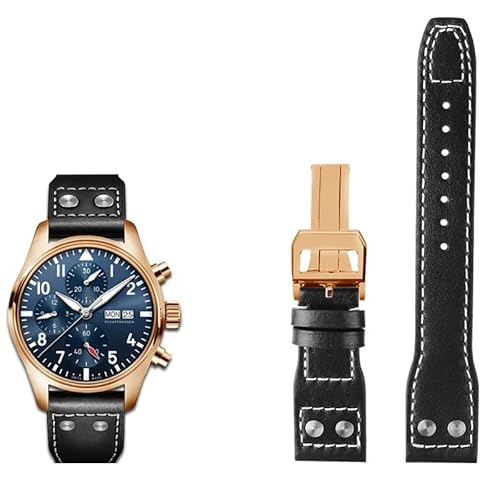 NZVCQVPU 20 21 22 mm echte Nieten Uhrenband für braun schwarze blaue Cowhide Uhrengurt von NZVCQVPU