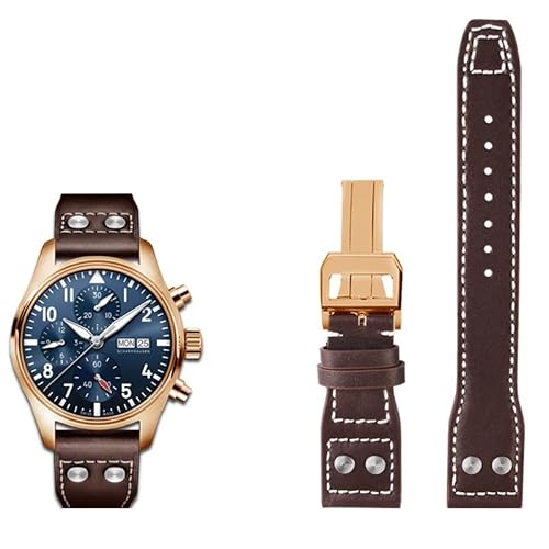NZVCQVPU 20 21 22 mm echte Nieten Uhrenband für braun schwarze blaue Cowhide Uhrengurt von NZVCQVPU
