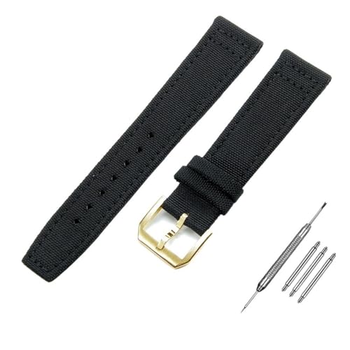 NZVCQVPU 20mm 21 mm 22 mm Nylon Canvas Uhrband für IWC Pilot Portofino Stoff Uhrengurt Klappschnalle Cowhide Ledergürtel von NZVCQVPU