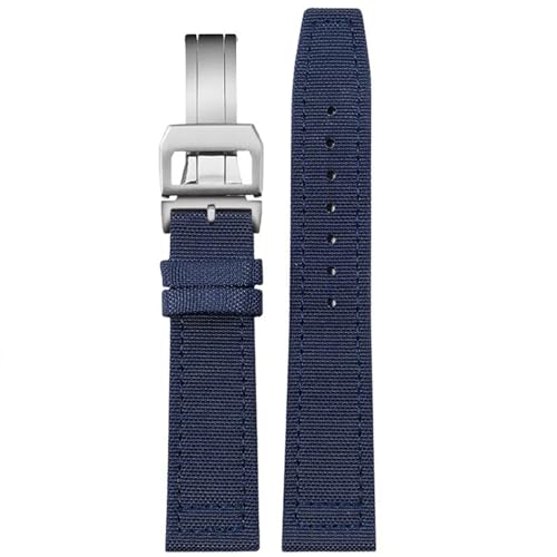NZVCQVPU 20mm 21 mm 22 mm Nylon Canvas Uhrband für IWC Pilot Portofino Stoff Uhrengurt Klappschnalle Cowhide Ledergürtel von NZVCQVPU