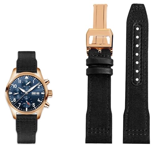 NZVCQVPU 20mm 21 mm 22 mm Nylon Leder Uhrenband ， für IWC Le Petit Prince Big Pilot IW3777 Black Sport Canvas Watch Armband von NZVCQVPU