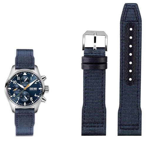 NZVCQVPU 20mm 21 mm 22 mm Nylon Leder Uhrenband ， für IWC Le Petit Prince Big Pilot IW3777 Black Sport Canvas Watch Armband von NZVCQVPU