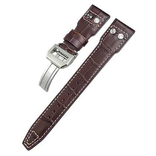 NZVCQVPU 20mm 21 mm 22 mm echte Ledernieten Watchband Fit für IWC Spitfire Big Pilot's Uhr von NZVCQVPU