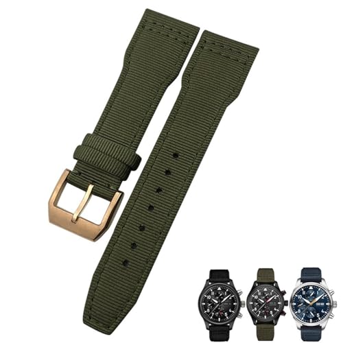 NZVCQVPU 22mm 21mm Nylon Fabric Watchband geeignet für IWC Big Pilot IIW388002 Spitfire Watch Gurt Grüne Leinwand Sportbänder Sportbänder von NZVCQVPU