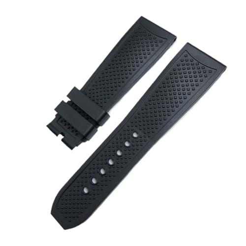NZVCQVPU 22mm 24mm Gummi -Uhrband mit Solo Santos de wasserdichtem Uhrengurt Schmetterlingsschnalle (schwarz ohne Schnalle, 22 mm) von NZVCQVPU