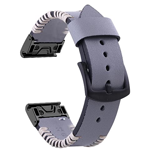 NZVCQVPU 26 22mm Leather Smart Watch Strap For Fenix 7 7X 6 6X Pro 5 5X Plus Epix Bracelet Quick Release Band Wristband Accessory von NZVCQVPU