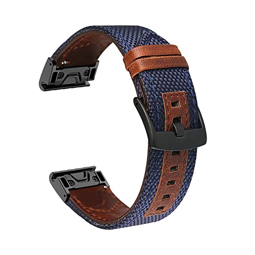 NZVCQVPU 26 22mm Leather Smart Watch Strap For Fenix 7 7X 6 6X Pro 5 5X Plus Epix Bracelet Quick Release Band Wristband Accessory von NZVCQVPU