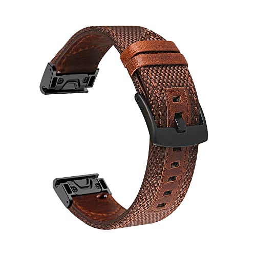 NZVCQVPU 26 22mm Leather Smart Watch Strap For Fenix 7 7X 6 6X Pro 5 5X Plus Epix Bracelet Quick Release Band Wristband Accessory von NZVCQVPU