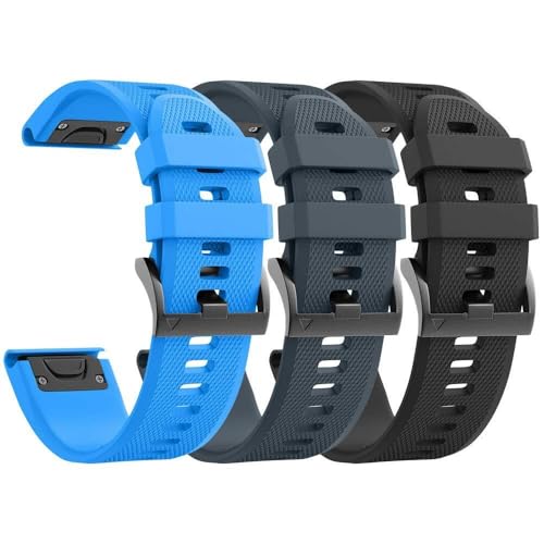 NZVCQVPU 3 Stück für Fenix 5 Uhrenarmbänder, Fenix 6 Uhrenarmbänder, Fenix 7, 22 mm, weiches Silikon, kompatibel mit S62 Uhrenarmbändern/Fenix 5 Plus von NZVCQVPU