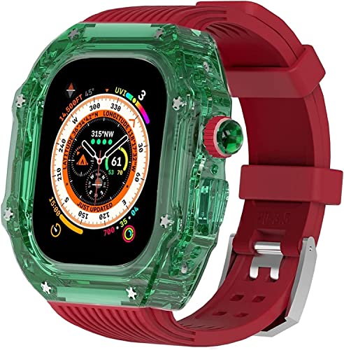 NZVCQVPU 49mm Clear Transparent Case Mod Kit Men Silicone Bands，For Series 8 45mm, Hard PC Cover Replacement Strap Upgrade Rm Style Watch Accessories，For watch Series 7 44mm von NZVCQVPU