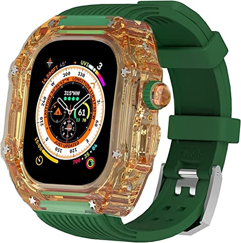 NZVCQVPU 49mm Clear Transparent Case Mod Kit Men Silicone Bands，For Series 8 45mm, Hard PC Cover Replacement Strap Upgrade Rm Style Watch Accessories，For watch Series 7 44mm von NZVCQVPU