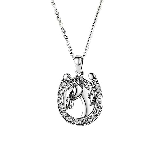 NZVCQVPU 925 Sterling Silber Anhänger Pferdekette mit reiner Reitschmuckserie von NZVCQVPU