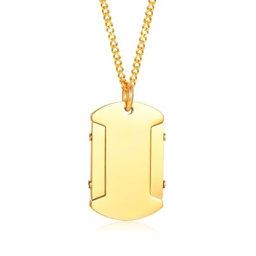 NZVCQVPU Anhänger Halskette für Frauen, Hip Hop Halskette für Männer Edelstahl Dog Tag Anhänger mit 61.0 cm Kette von NZVCQVPU