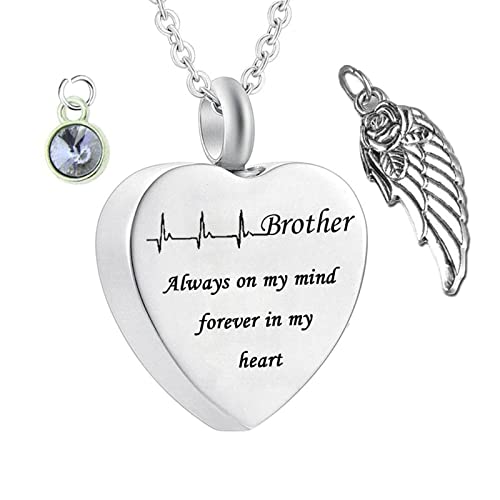 NZVCQVPU Asche für menschlichen Bruder, Schmuck mit Geburtsstein Steel Bruder immer in meinem Kopf ... für Männer Frauen von NZVCQVPU