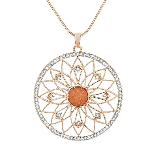 NZVCQVPU Big Round Posting for Women Vintage Hollower Pattern Crystal Long Red Stone Fashion Ethnic Kette von NZVCQVPU