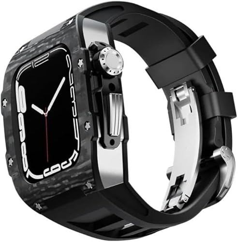 NZVCQVPU Carbon Fibre Watch Case Fluororubber Band , für die Serie 8/7/6/5/4/SE 45 mm 44 mm Ersatzzubehör , RM -Style Watch Case Metal Crown Sport Armband Mod Kit NZVCQVPU Carbon Fibre Watch Case Fluororubber Band , für die Serie 8/7/6/5/4/SE 45 mm 44 mm Ersatzzubehör , RM -Style Watch Case Metal Crown Sport Armband Mod Kit von NZVCQVPU