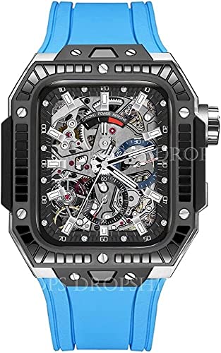 NZVCQVPU Ceramics und Edelstahl -Watch -Hülle Abdeckung ， für Ultra 45 mm/44 mm Metallgiermod Fit Hülle ， für die iWatch -Serie 8 7 6 5 4 Fluororubber -Gurt -Modifikation Kit Band von NZVCQVPU