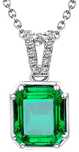 NZVCQVPU Echter Schmuck weiß 585 Frauen Halskette, sensible Frauen mit grünem Emerald 1,6 ct, Geschenk für Valentinstag Weihnachten, Grün von NZVCQVPU