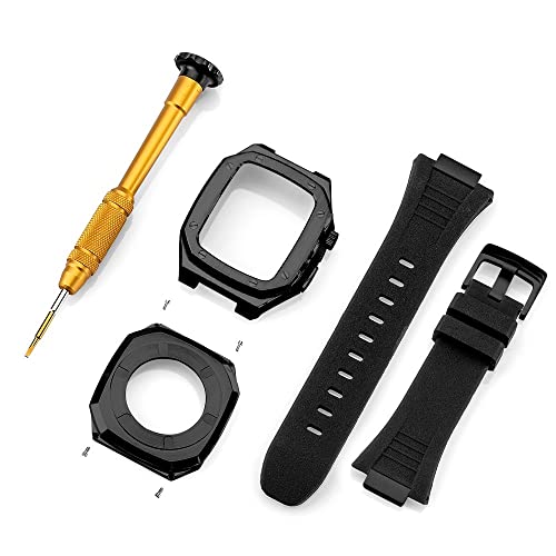 NZVCQVPU Edelstahl -Gurthülle für Bandmodifikation 45 mm 44 mm 41 mm Metal -Mod -Kit Set für die IWATCH -Serie 8 7 6 Se 5 4 3 2 1 7 von NZVCQVPU