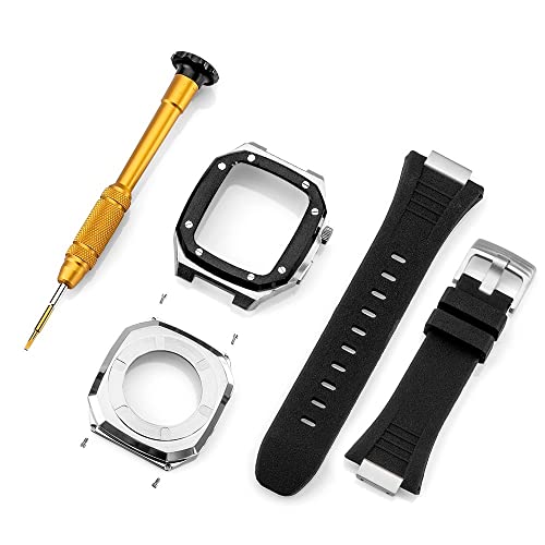 NZVCQVPU Edelstahl -Gurthülle für Bandmodifikation 45 mm 44 mm 41 mm Metal -Mod -Kit Set für die IWATCH -Serie 8 7 6 Se 5 4 3 2 1 7 von NZVCQVPU
