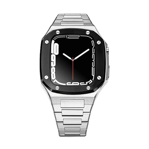 NZVCQVPU Edelstahl -Gurthülle für Bandmodifikation 45 mm 44 mm 41 mm Metal -Mod -Kit Set für die IWATCH -Serie 8 7 6 Se 5 4 3 2 1 7 von NZVCQVPU