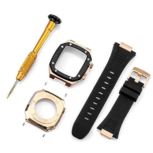 NZVCQVPU Edelstahl -Gurthülle für Bandmodifikation 45 mm 44 mm 41 mm Metal -Mod -Kit Set für die IWATCH -Serie 8 7 6 Se 5 4 3 2 1 7 von NZVCQVPU