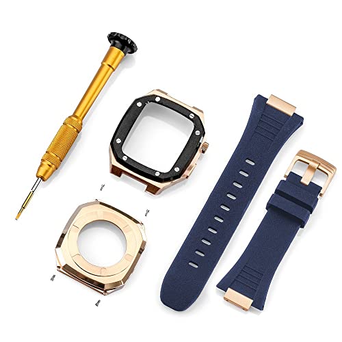 NZVCQVPU Edelstahl -Gurthülle für Bandmodifikation 45 mm 44 mm 41 mm Metal -Mod -Kit Set für die IWATCH -Serie 8 7 6 Se 5 4 3 2 1 7 von NZVCQVPU