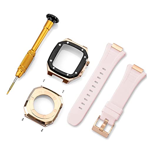 NZVCQVPU Edelstahl -Gurthülle für Bandmodifikation 45 mm 44 mm 41 mm Metal -Mod -Kit Set für die IWATCH -Serie 8 7 6 Se 5 4 3 2 1 7 von NZVCQVPU