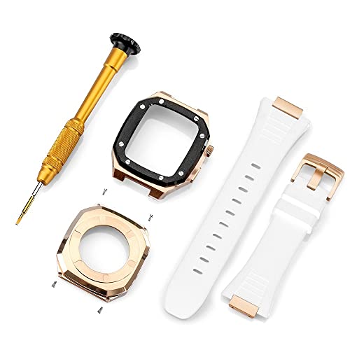 NZVCQVPU Edelstahl -Gurthülle für Bandmodifikation 45 mm 44 mm 41 mm Metal -Mod -Kit Set für die IWATCH -Serie 8 7 6 Se 5 4 3 2 1 7 von NZVCQVPU