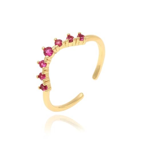 NZVCQVPU Einfache winzige grüne Rosenrote rote Zirkon runde Ringe Geometrischer Ring Luxus Hochzeit Weihnachten Schmuck Geschenk von NZVCQVPU