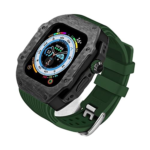 NZVCQVPU Fluor -Gummi -Uhr -Gurt -Carbon -Faser Uhren -Modifikation Kit ， für Ultra2 Ultra8 49mm 9 7 6 5 4 Se 45 mm 44mm Upgrade und Ersetzen Sie das Uhrenzubehör ersetzen von NZVCQVPU
