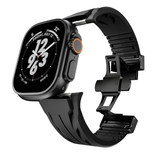 NZVCQVPU Fluororubberband für Ultra 2 49mm S10 46 mm 45 mm 44 mm 42 mm Gurt für iWatch Serie 6 5 4 Se 9 8 7 Ultra -Schnitt bis Größe Fluororubber Armband Uhrenbandbänder von NZVCQVPU