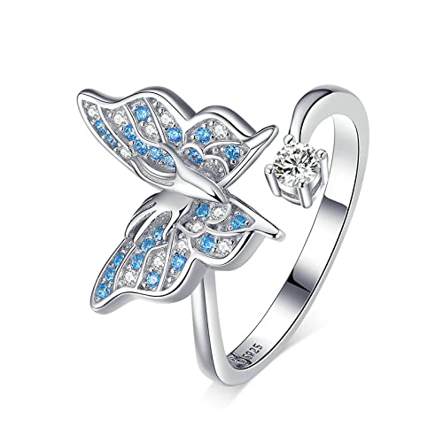 NZVCQVPU Flying Butterfly Open Adjustable Finger For Blue Statement Jewelry von NZVCQVPU