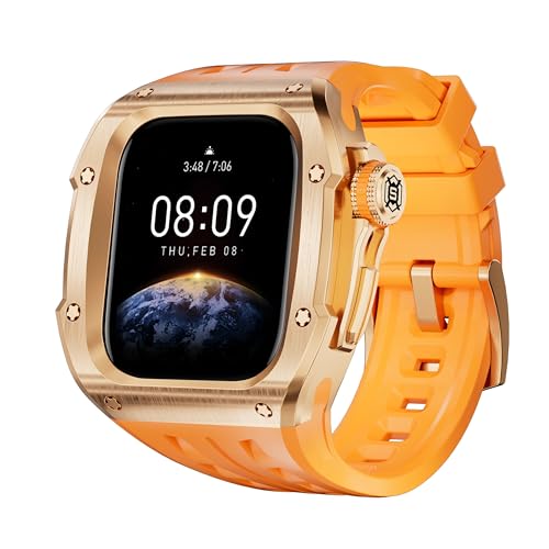 NZVCQVPU Für Serie 10 46mm Edelstahlhülle und Silikongurt -Ersatzband Mod -Kit Watchbänder von NZVCQVPU