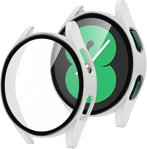 NZVCQVPU Glaskoffer für Galaxy Watch 4 5 44 mm 40 mm Zubehör PC rundum Anti -Herbst -Stoßfängerabdeckung von NZVCQVPU