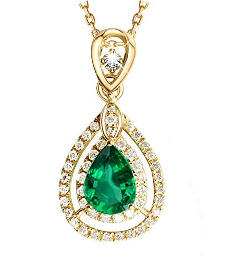 NZVCQVPU Halskette Hohlhöhle Tränenanhänger Anhänger Brautschmuck Halskette Grün 1.08 Grüne Emerald Halskette für Frauen 18k von NZVCQVPU