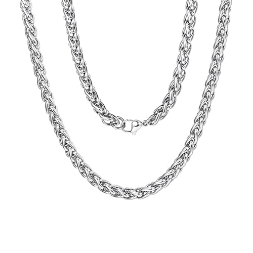 NZVCQVPU Halskette für Damen, Edelstahl, Rapper-Halskette für Herren, 3–8 mm, Seilkette, Halskette 45,7–71,1 cm lange Kette, Einheitsgröße, Standard, Standard von NZVCQVPU