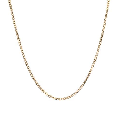 NZVCQVPU Halskette für Damen, Halsketten für Herren, Edelstahl, Rolokette, Halskette, 1 mm, 45,7–50,8 cm, Einheitsgröße, Standard, Standard von NZVCQVPU