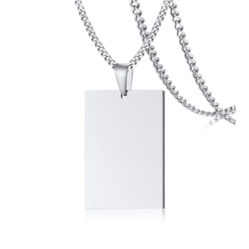 NZVCQVPU Halskette mit Anhänger für Damen, Edelstahl, Hip-Hop-Halskette für Herren, modischer quadratischer Anhänger mit 61 cm langer Kette, Einheitsgröße, Standard, Standard von NZVCQVPU