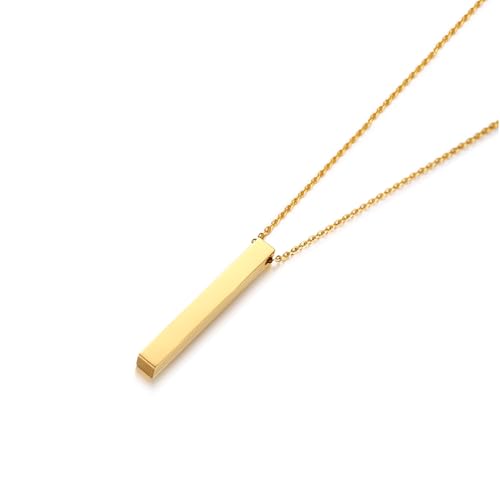 NZVCQVPU Halskette mit Anhänger für Damen, Herren, modisch, Edelstahl, vertikaler Stab-Anhänger mit 50,8 cm langer Kette von NZVCQVPU