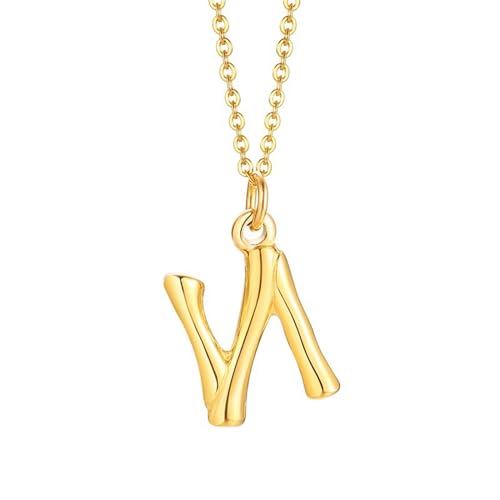 NZVCQVPU Halskette mit Anhänger für Damen, Rapper-Halskette für Herren, Edelstahl, Initialen-Anhänger mit 50,8 cm langer Kette, Einheitsgröße, Standard, Standard von NZVCQVPU