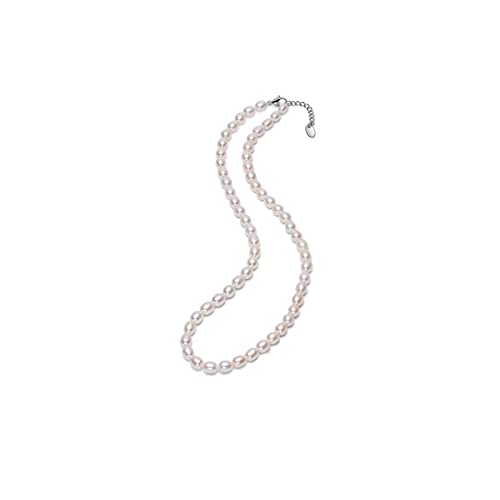 NZVCQVPU Halsketten Perlen Halskette Süßwasserperlen Halskette 6-7mm Reis-Perlen Mode All-Match-Mode-Mode-Schmuck Frauenanhänger von NZVCQVPU