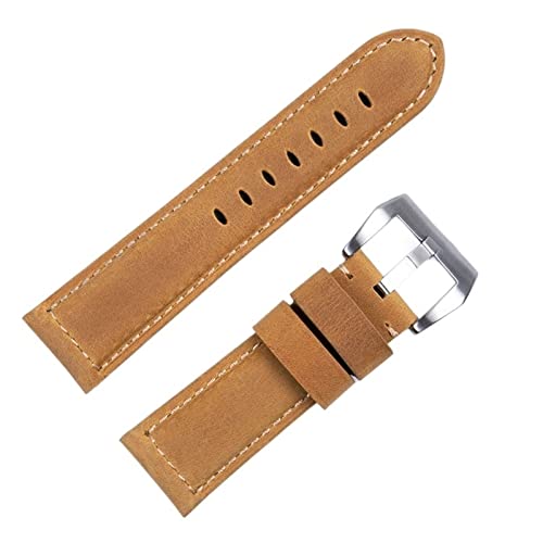 NZVCQVPU Handmade Watch Band Accessories Retro Vintage Crazy Horse 24mm Strap Tang Buckle von NZVCQVPU