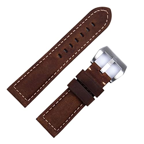 NZVCQVPU Handmade Watch Band Accessories Retro Vintage Crazy Horse 24mm Strap Tang Buckle von NZVCQVPU