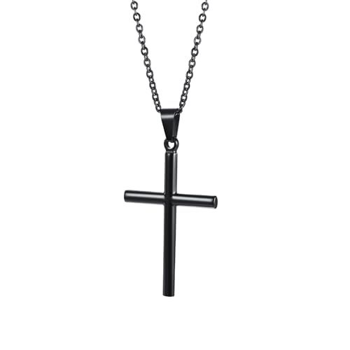 NZVCQVPU Herren-Halsketten-Anhänger, Halskette für Damen, einfacher Edelstahl-Kreuz-Anhänger mit 61 cm langer Kette, Einheitsgröße, Standard, Standard von NZVCQVPU